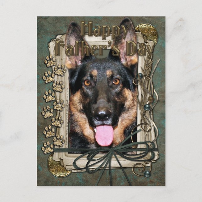 Fathers Day - Stone Paws - German Shepherd - Kuno Postcard (Front)