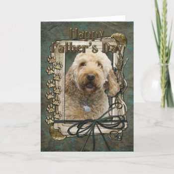 Fathers Day - Stone Paws - Goldendoodle Card by FrankzPawPrintz at Zazzle