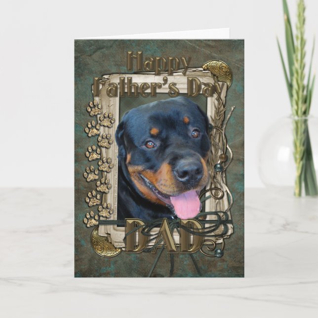 Fathers Day - Stone Paws - Rottweiler - Harley Card (Front)