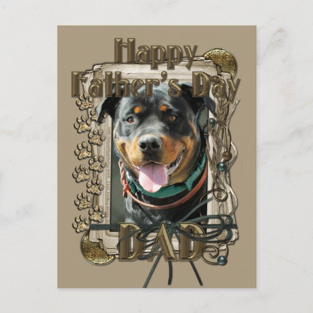 Fathers Day - Stone Paws - Rottweiler Postcard (Front)