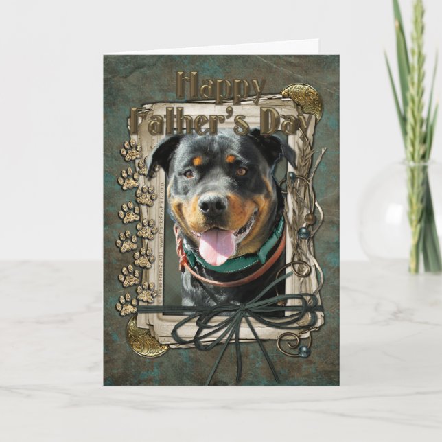 Fathers Day - Stone Paws - Rottweiler - SambaParTi Card (Front)