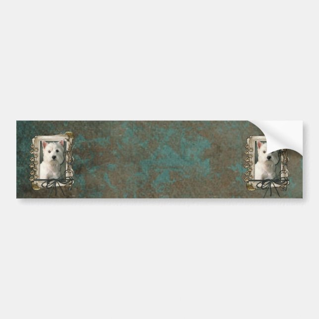 Fathers Day - Stone Paws - Westie Bumper Sticker (Front)
