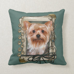 Fathers Day - Stone Paws - Yorkshire Terrier Throw Pillow