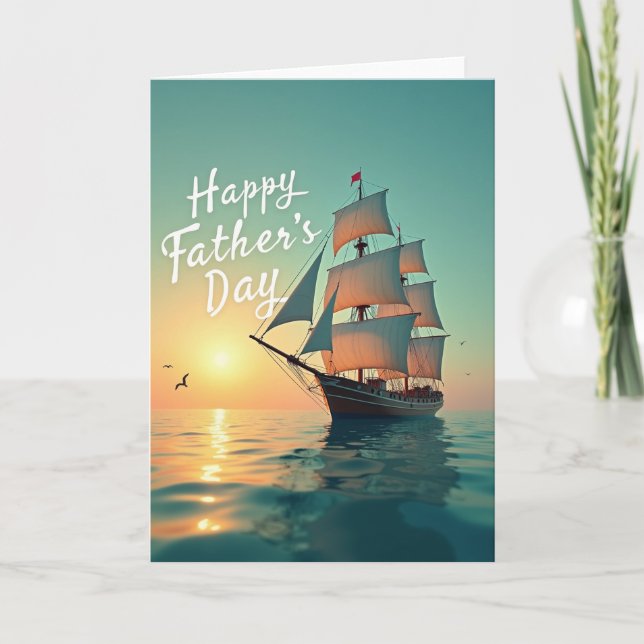 Fathers Day Sunset Sailing Card (Front)