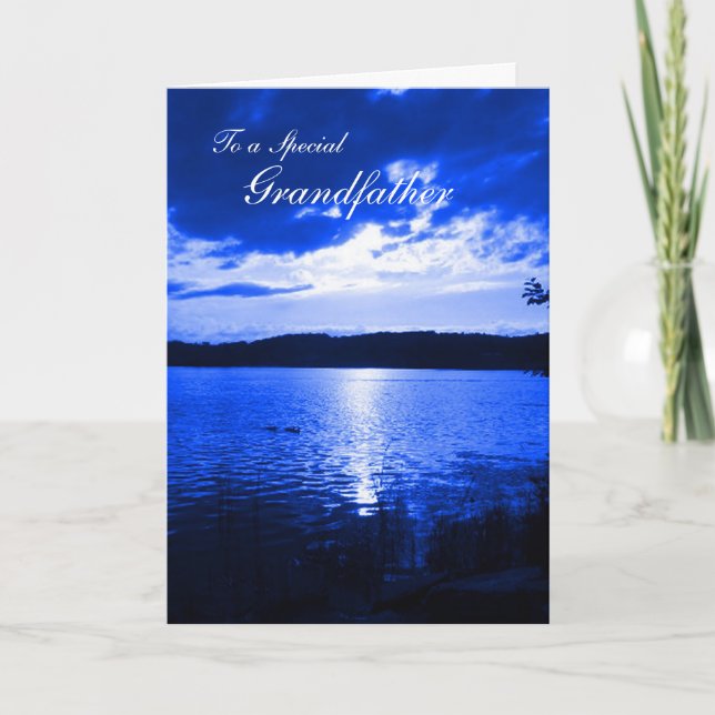 Father's Day Sunset Sky Blue - For Grandfather Card (Front)