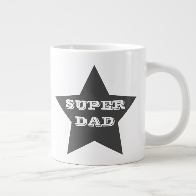 Father's Day SUPER DAD | Grey Star Jumbo Mug