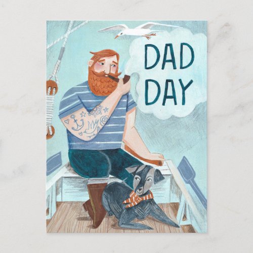 Fathers day superhero sailor hipster postcard