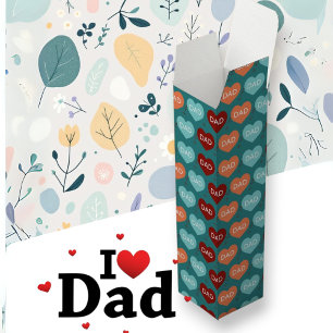 Father's Day Teal and Orange Hearts Wine Box