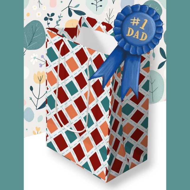 Father's Day Teal and Orange Medium Gift Bag (Father's Day Teal and Orange Medium Gift Bag)