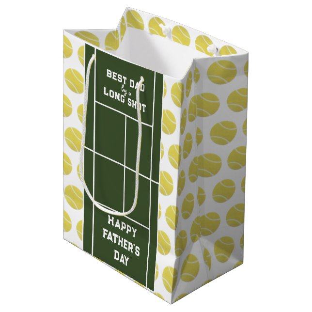 Father's Day Tennis Dad Medium Gift Bag (Front Angled)