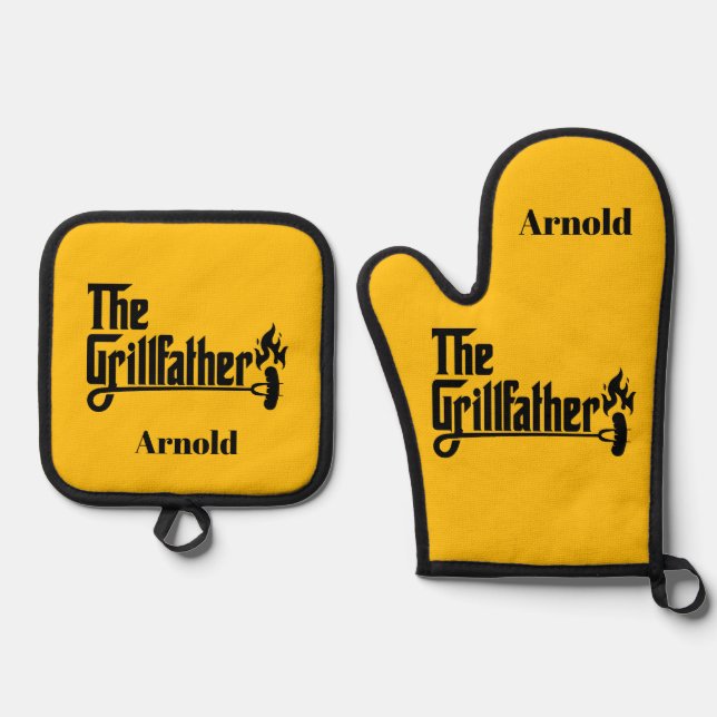 Father's Day The Grillfather Personalized Oven Mitt & Pot Holder Set (Front)