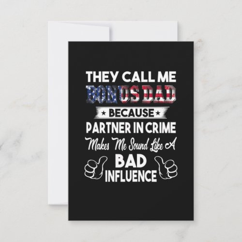 Fathers Day  They Call Me Bonus Dad RSVP Card