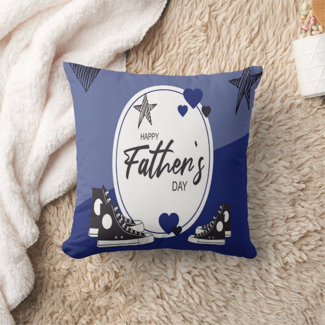 Father's Day Throw Pillow Dad and Kids Sneakers  (Blanket)