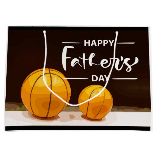 Fathers Day to basketball Dad black  Large Gift Bag