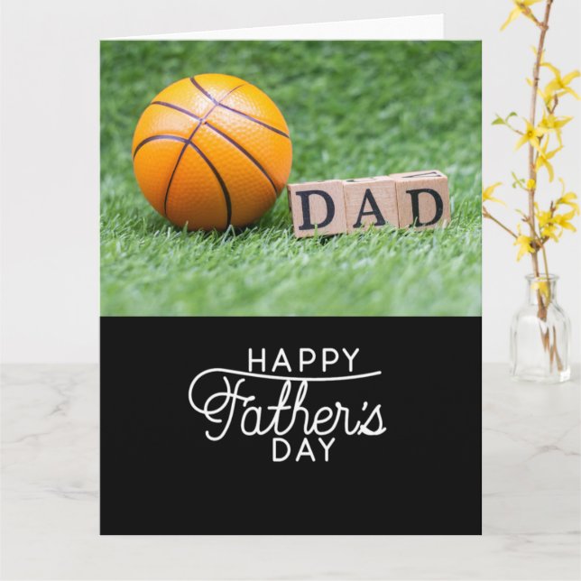Father's Day to basketball on green to Dad Card (Yellow Flower)