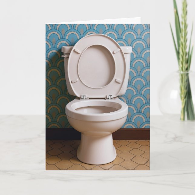 Father's Day Toilet In a Retro Bathroom Card (Front)