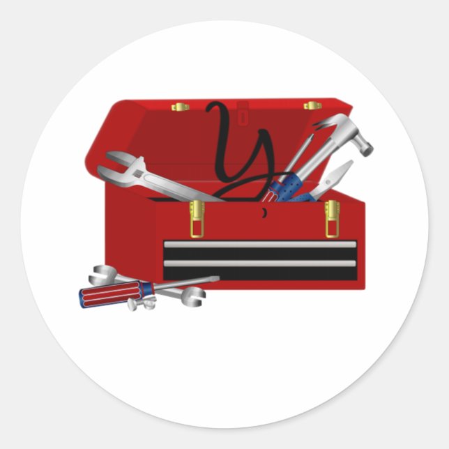 Father's Day Tool Box Initial Y Classic Round Sticker (Front)