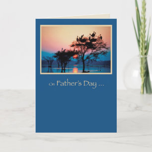 Father's Day, Trees in Water, Sunset Birds Religio Card