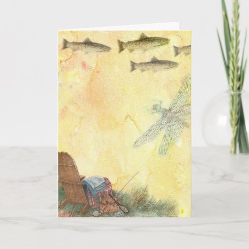 Fathers Day Trout Fishing Illustration Card