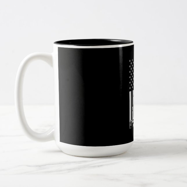 Father's Day | Trucker Dad American Flag Two-Tone Coffee Mug (Left)
