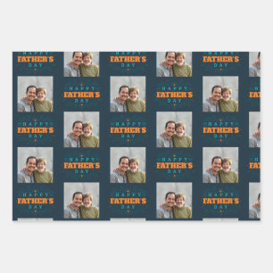 Father's Day Turquoise Photo Wrapping Paper Sheet