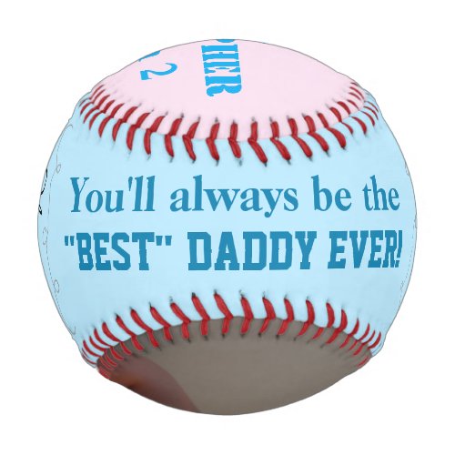Fathers Day Twin Boy Blue Pink Photo Baseball