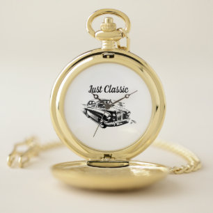 Father's Day Typography Design Just Classic Car Pocket Watch
