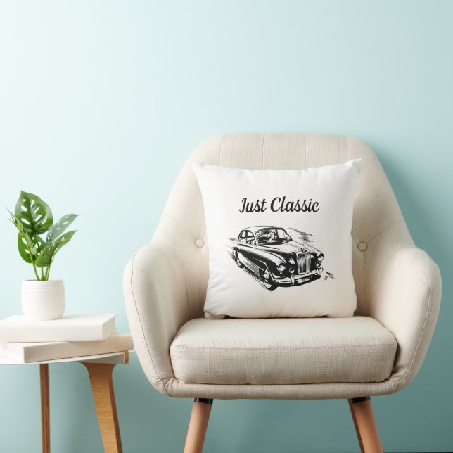 Father's Day Typography Design Just Classic Car Throw Pillow (Chair)