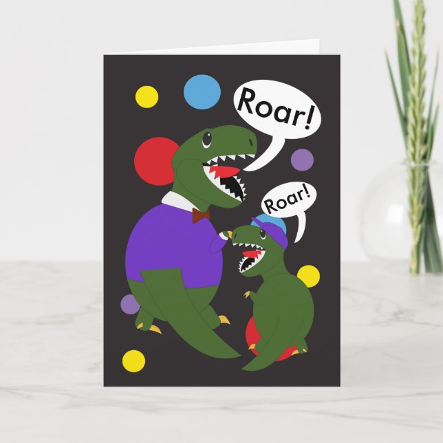 Fathers Day Tyranosaurus Rex Dinosaur Personalize Card (Front)