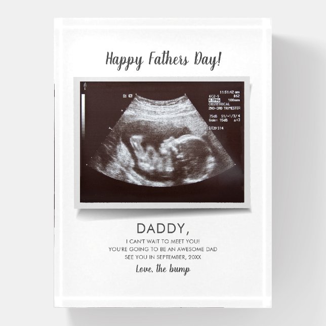 Fathers Day Ultrasound Photo Pregnancy Keepsake Paperweight (Vertical)