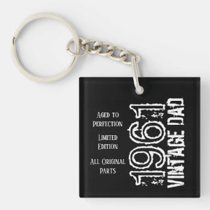Father's Day Vintage Dad Black Retro Type Photo Keychain
