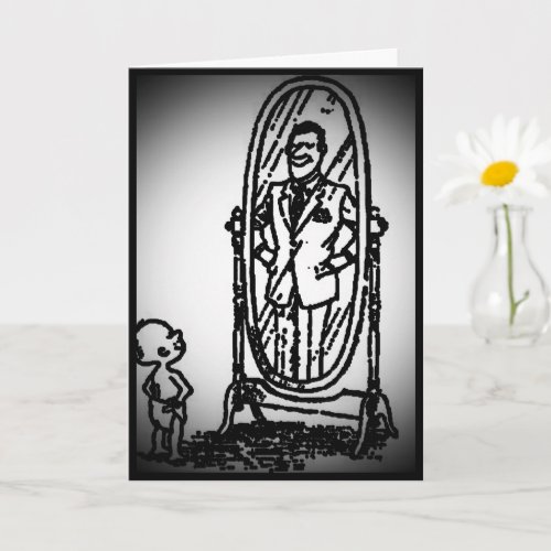 Fathers Day Vintage Son Looking in the Mirror Card