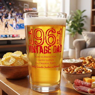 Father's Day Vintage Year Photo Black Typography  Glass