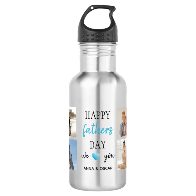 Father's Day Water Bottle |  Personalized Photos (Front)