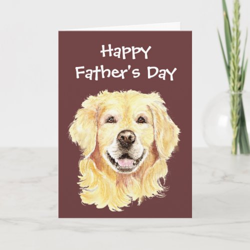 Fathers Day Watercolor Golden Retriever Dog Card