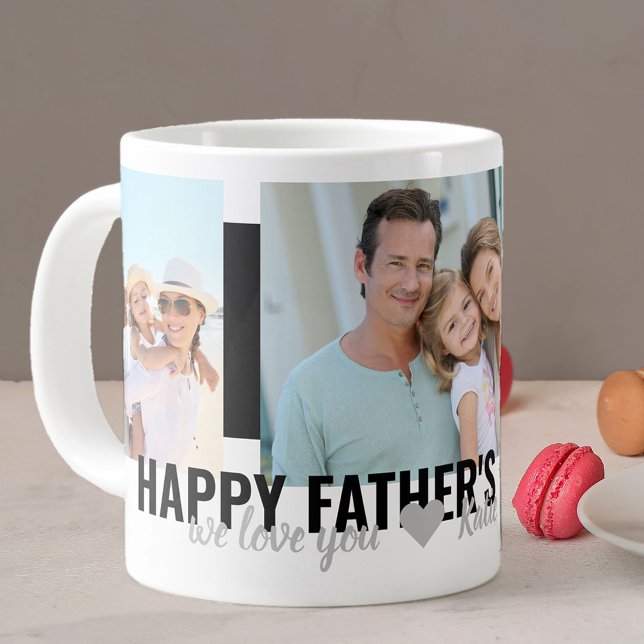 Fathers Day We Love You 3 Photo Bold Black Giant Coffee Mug (Creator Uploaded)
