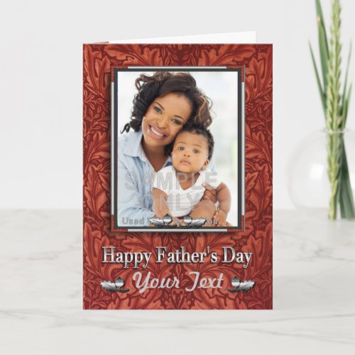 Fathers Day Western Leather Like Photo Card