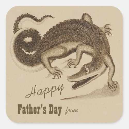 Fathers day Wild dancing happy crocodile CC1121 Square Sticker