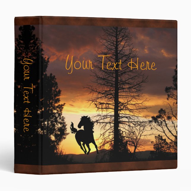 Father's Day Wild Horse Sunset Photo Album Binder (Front/Spine)