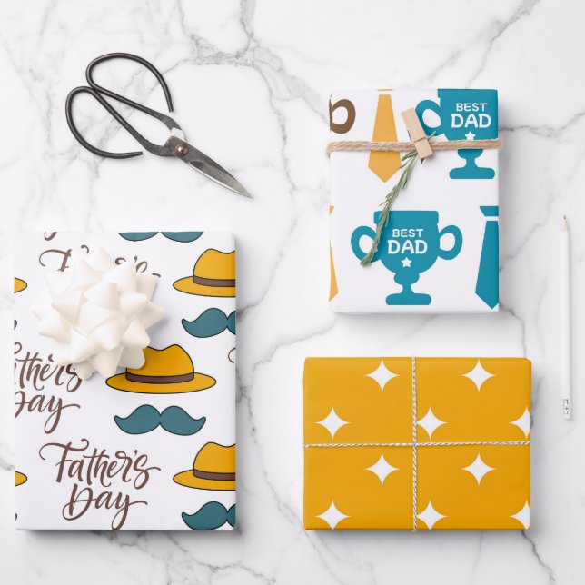 Father's Day Winner Dad Set Wrapping Paper Sheets (Front)