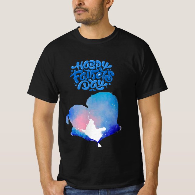 Father's day wishes and watercolor image printed  T-Shirt (Front)