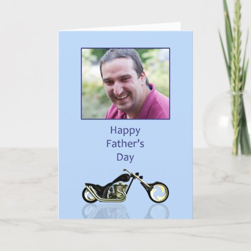 Fathers Day with a photo and motorcycle Card