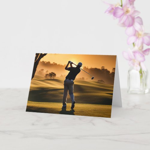 Fathers Day With Golfer on Golf Course Swinging  Card