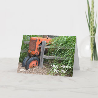 Father's Day with old orange tractor Card