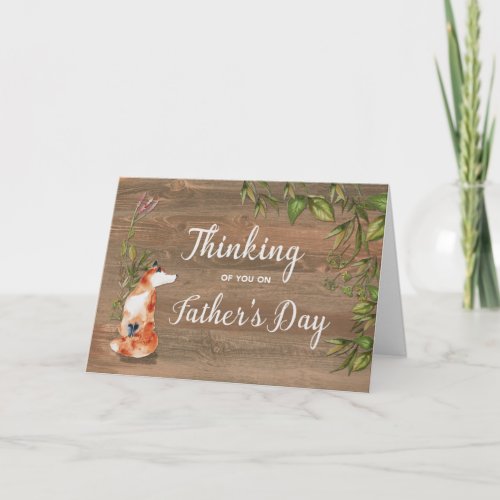 Fathers Day With Peaceful Fox on Wood Card