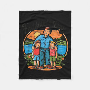 Fathers Day With Sons Happy Dad Design Idea Fleece Blanket