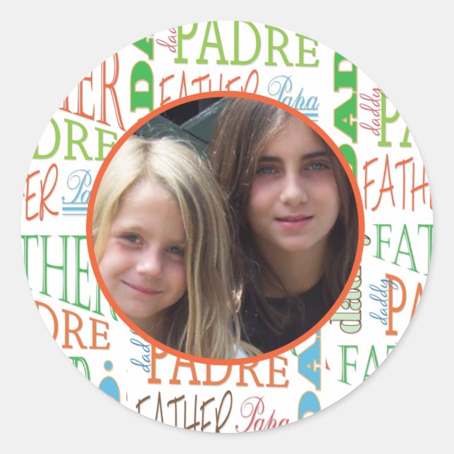 Father's Day Wording  Classic Round Sticker (Front)