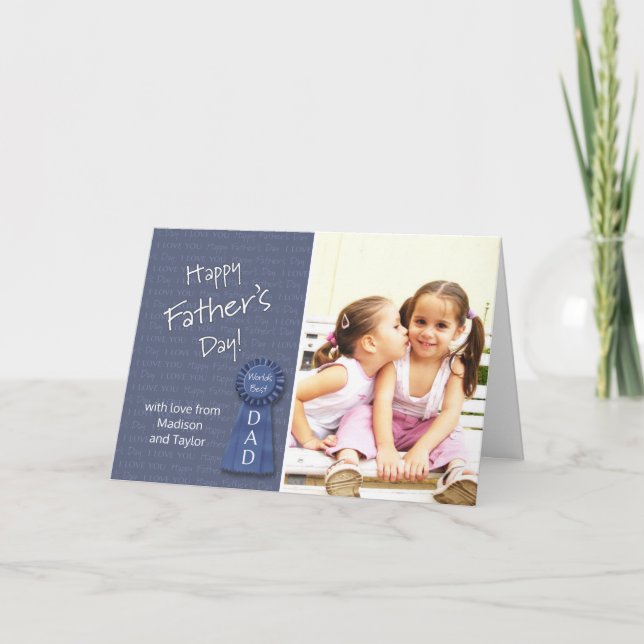 Father's Day World's Best Dad custom photo & name Card (Front)