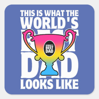Father's Day World's Best Dad Pansexual Flag Color Square Sticker