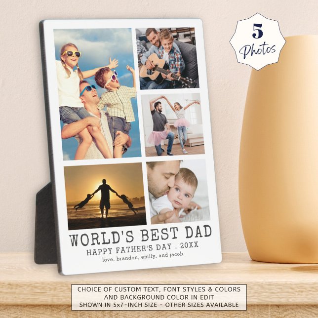 Fathers Day WORLDS BEST DAD Photo Collage Plaque (Creator Uploaded)